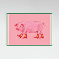 Green Wood Marjorie the Cowgirl Pig Poster
