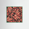 Green Wood Mid Century Grid Pattern Nine Poster