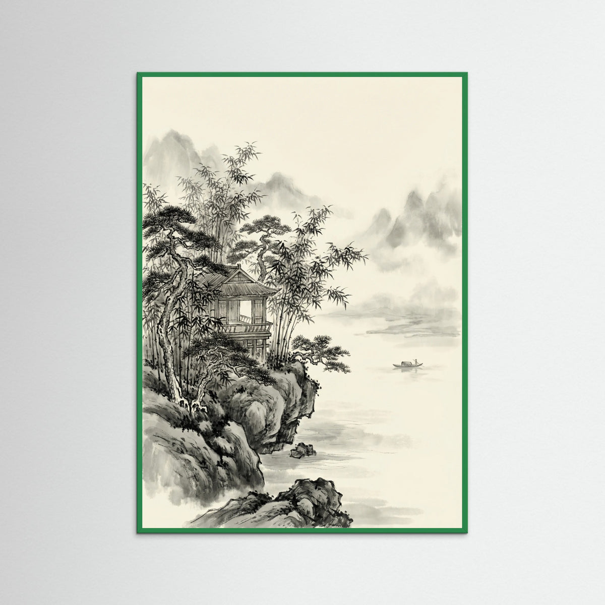 Green Wood Misty Peaks Serenity