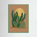 Green Wood Modern Americana Cactus Poster