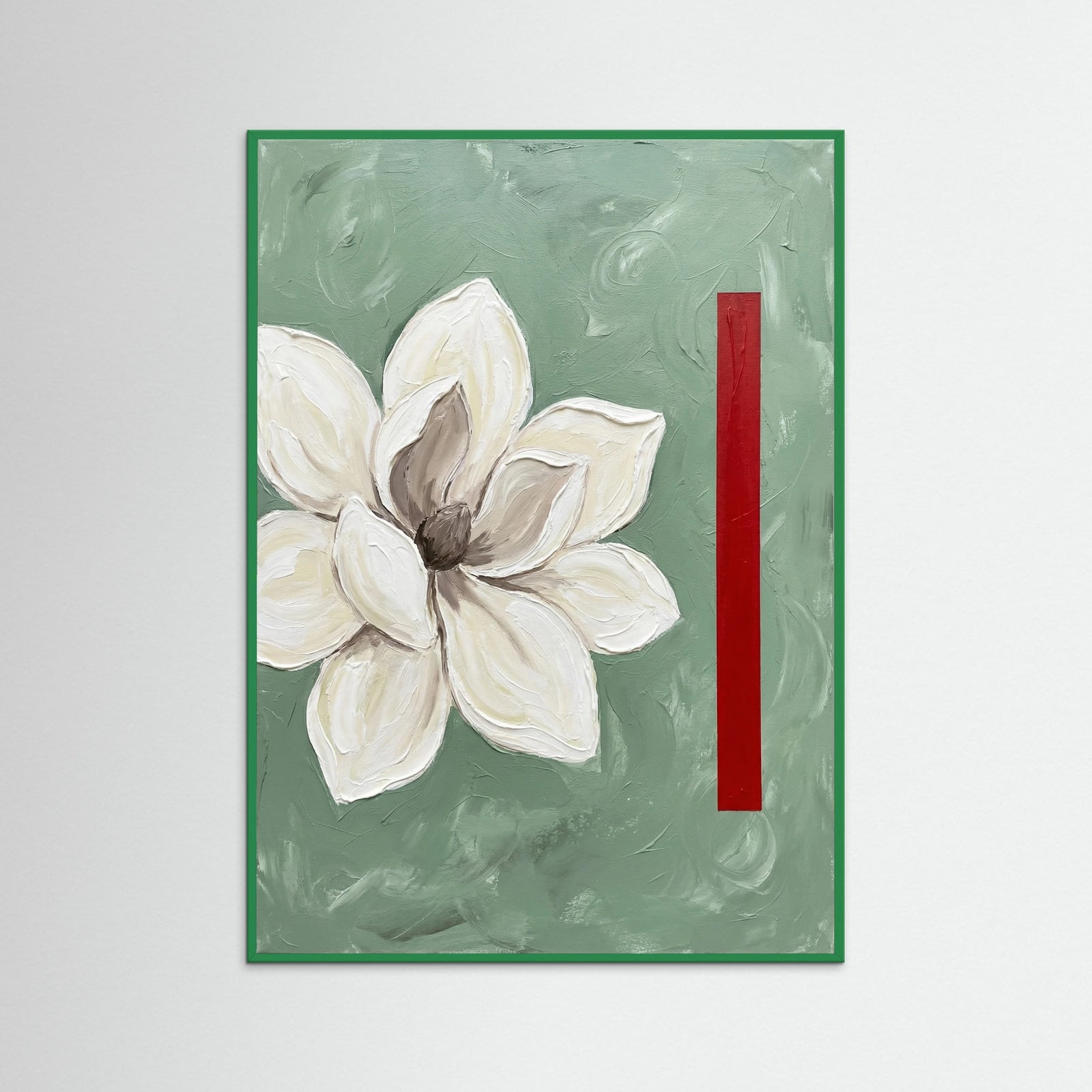 Green Wood Modern Poppies