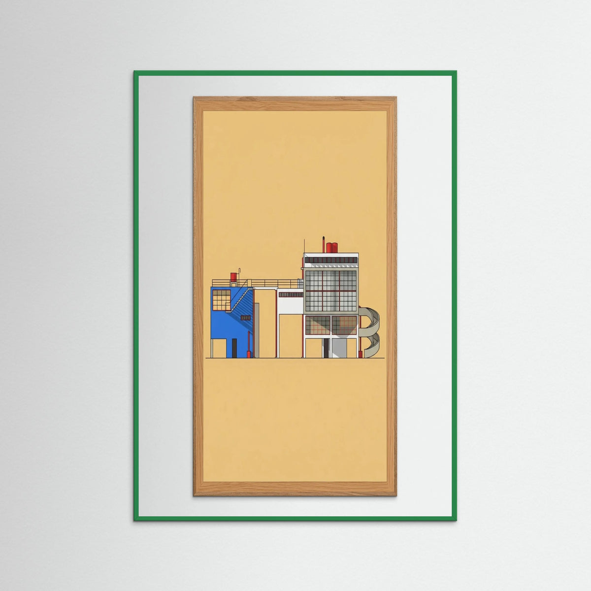 Green Wood Modernist Blueprint Study