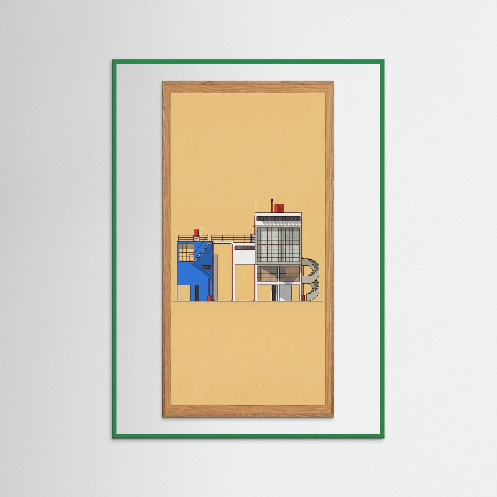 Green Wood Modernist Blueprint Study