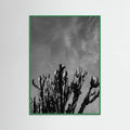 Green Wood Monochrome Cactus Sky Poster
