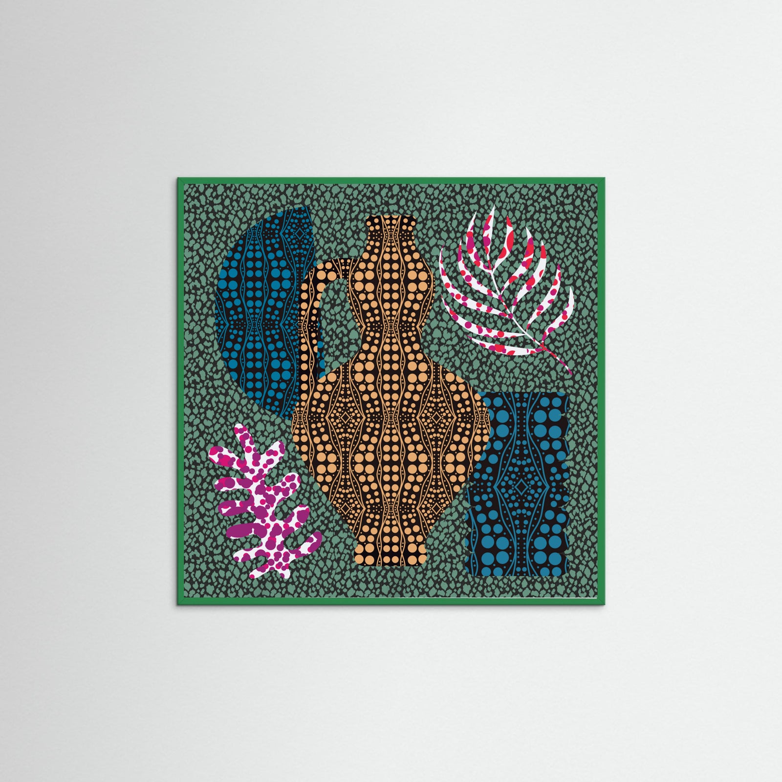 Green Wood Mosaic Bohemian Composition Poster