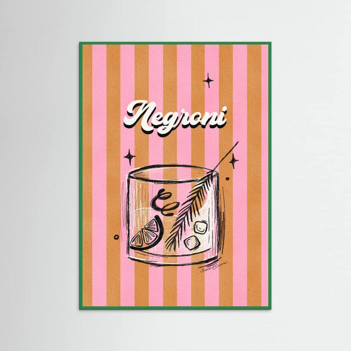 Negroni Drink on Stripes Poster – poster and art print
