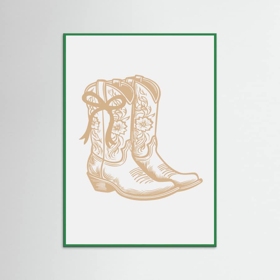 Neutral Cowgirl Boots with Bow Poster – plakat og kunsttryk