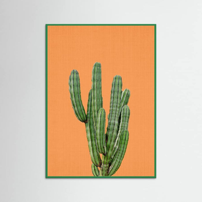 Green Wood Orange Cactus Poster
