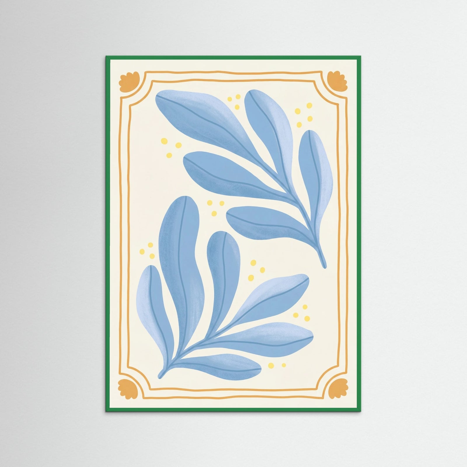 Green Wood Organic Blue Blooms