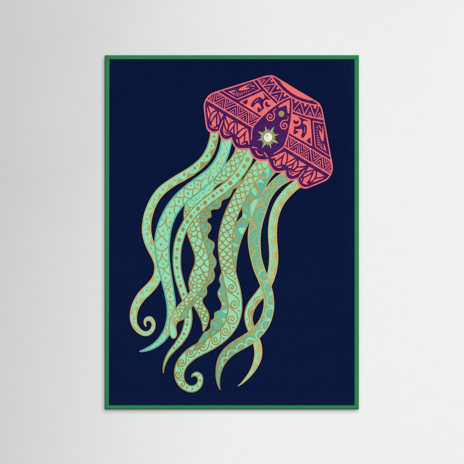 Green Wood Ornate Ocean Crustacean