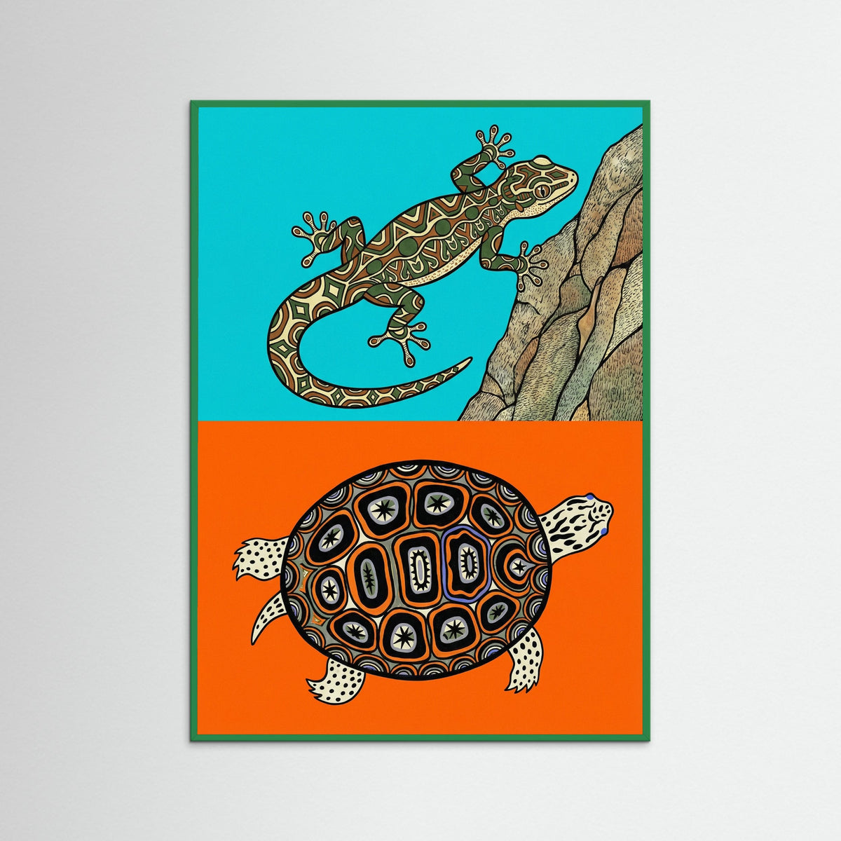 Green Wood Patterned Turtle