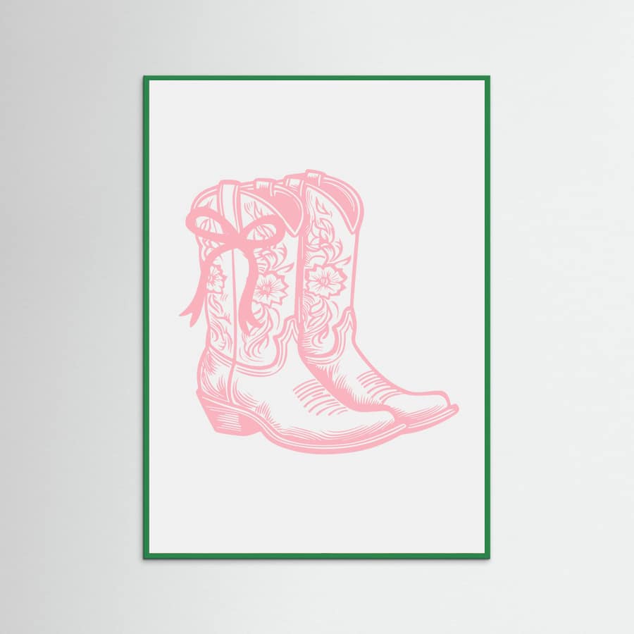Pink Cowgirl Boots with Bow Poster – plakat og kunsttryk