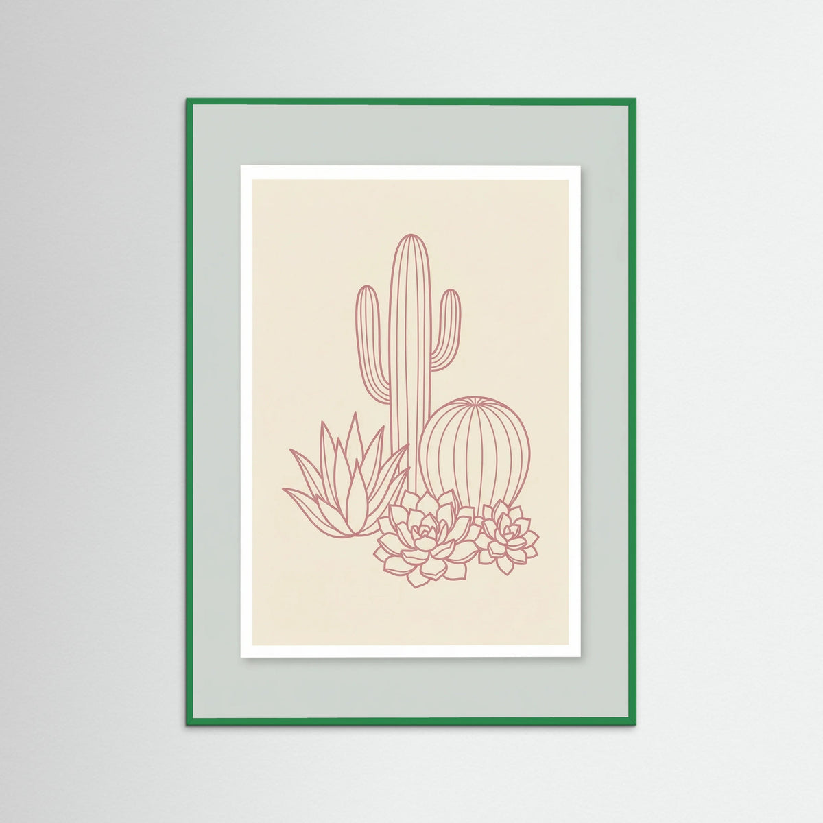 Green Wood Pink Palm Silhouettes