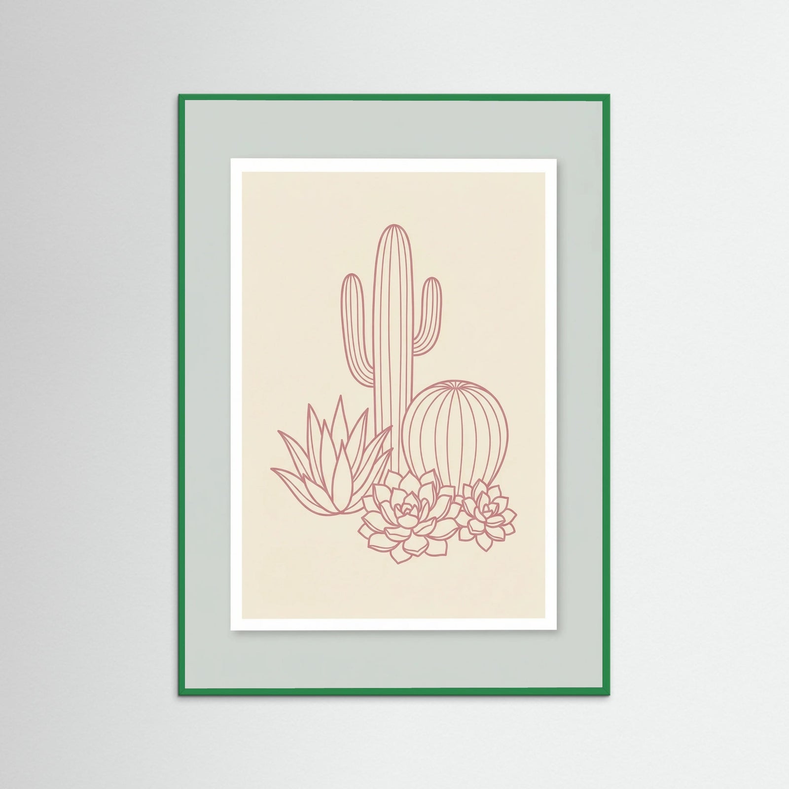 Green Wood Pink Palm Silhouettes