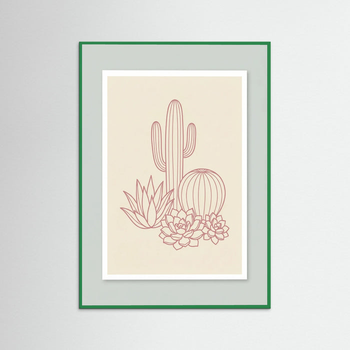 Green Wood Pink Palm Silhouettes