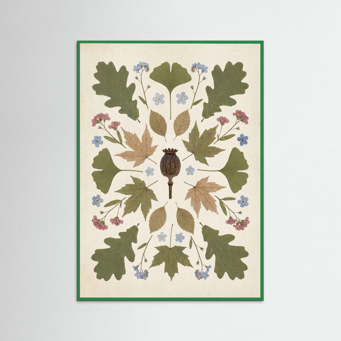Green Wood Pressed Garden Blooms