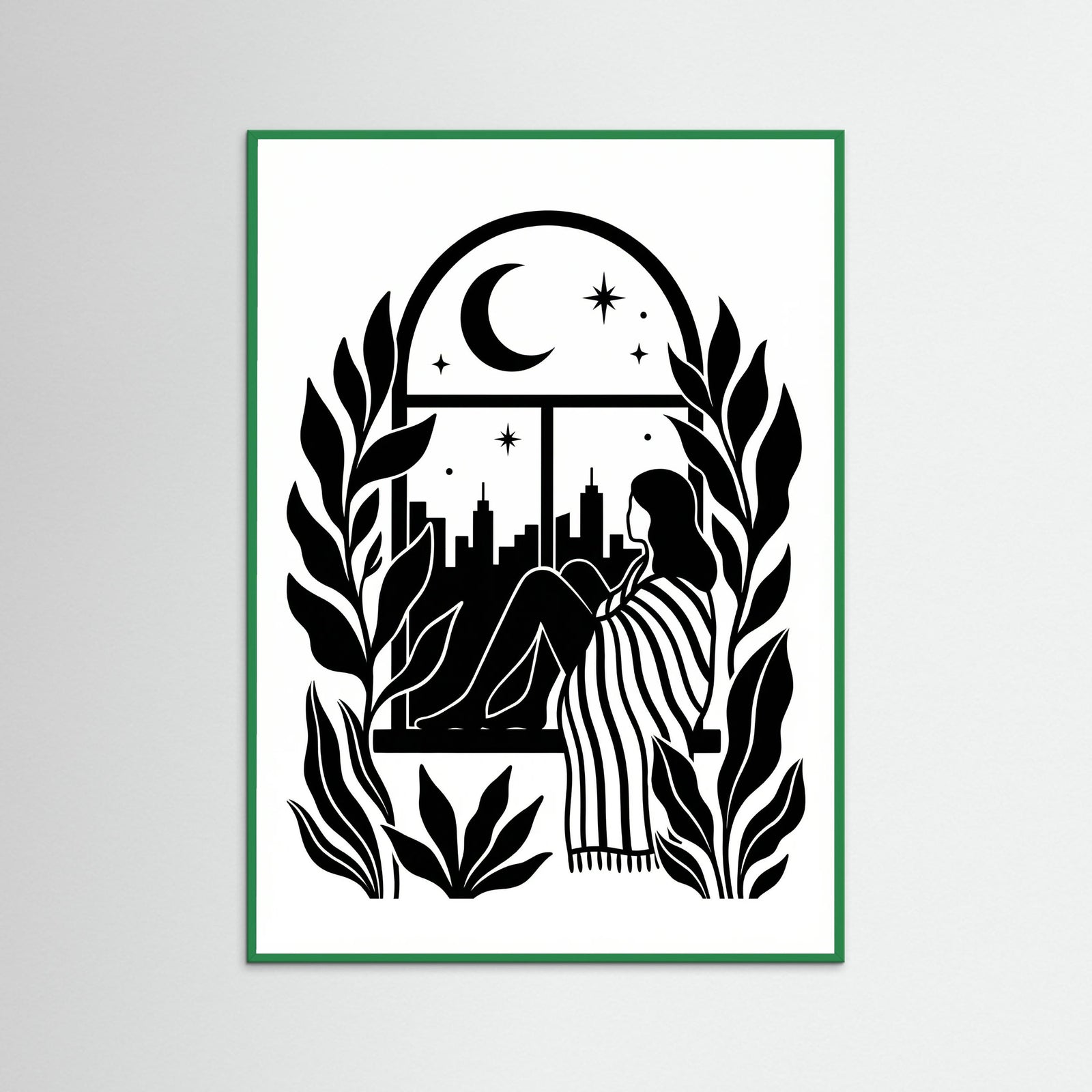 Green Wood Quiet Contemplation Black