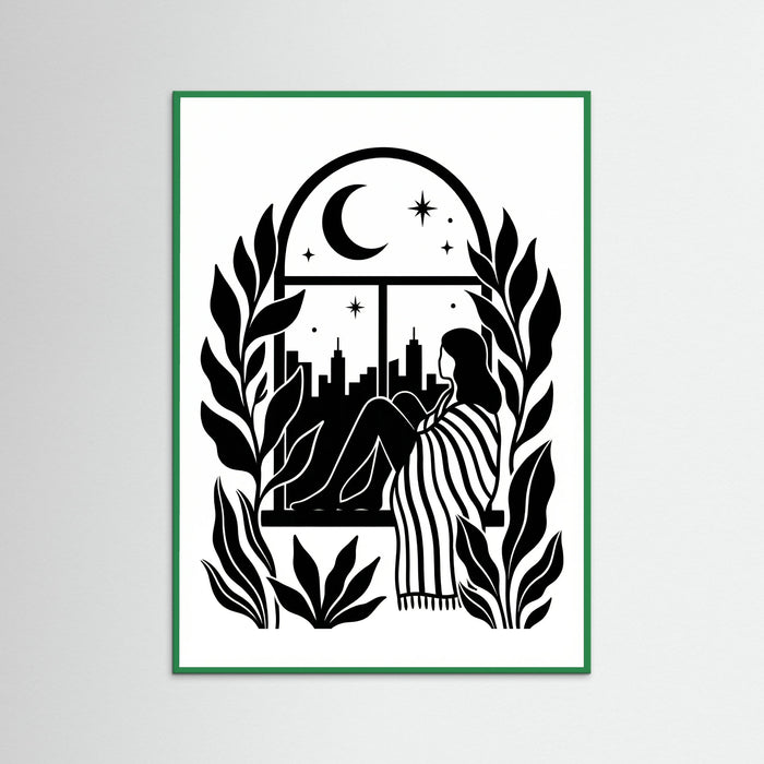 Green Wood Quiet Contemplation Black