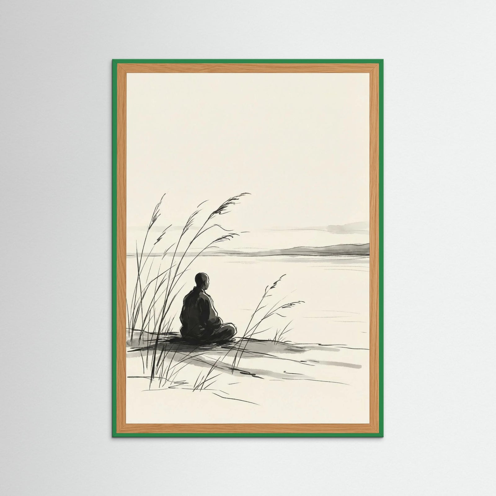 Green Wood Quiet Reflection Black