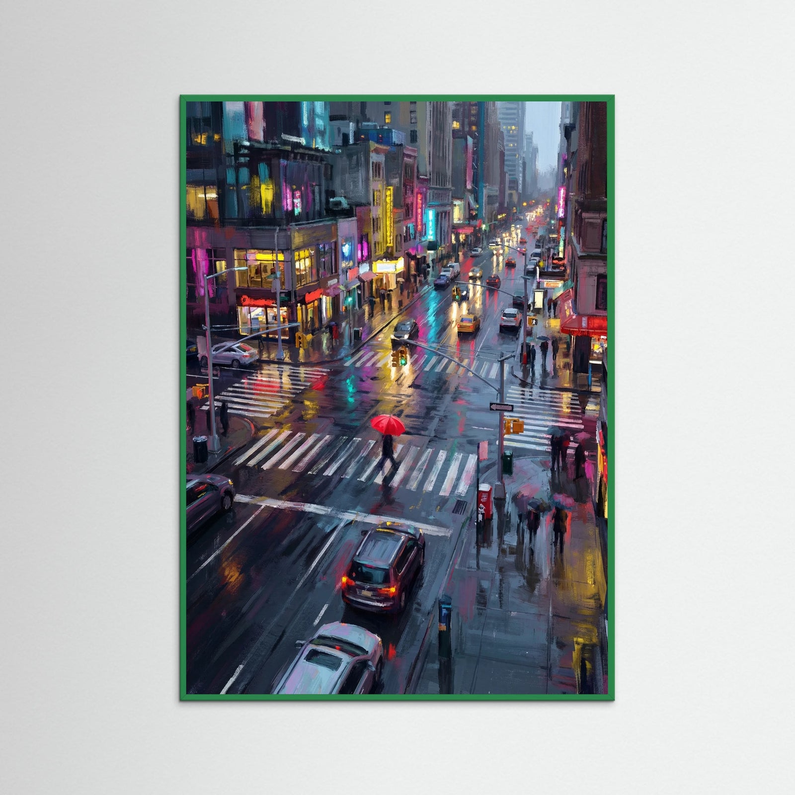 Green Wood Rainy City Umbrellas