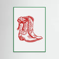 Red Cowgirl Boots with Bow Poster – plakat og kunsttryk