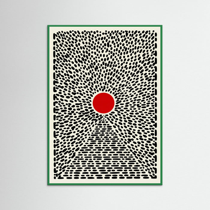 Green Wood Red Sun Burst