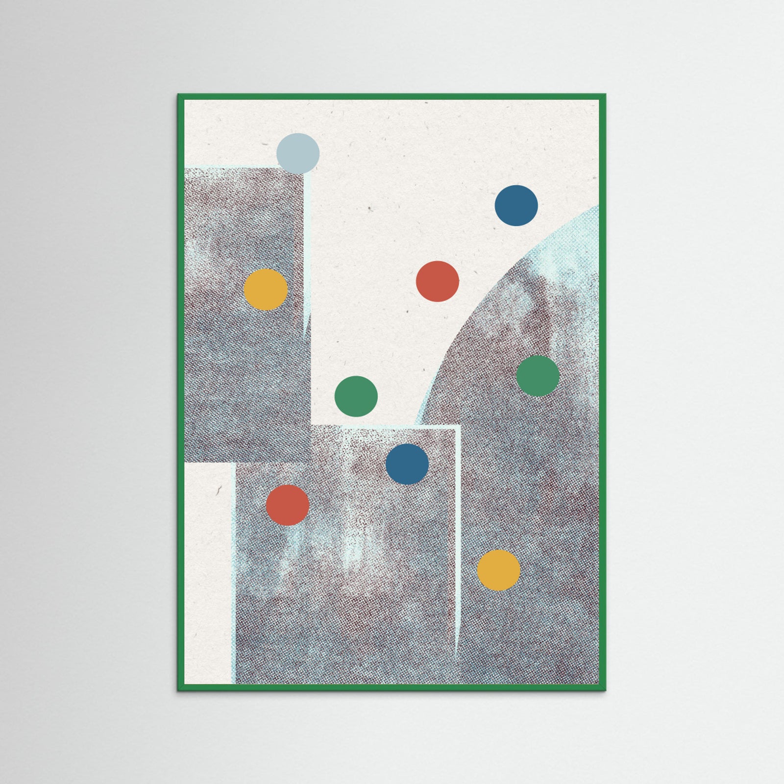 Green Wood Retro Dots No.1 Poster