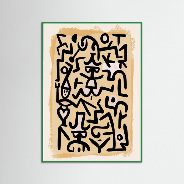 Green Wood Rhythmic Abstract Figures