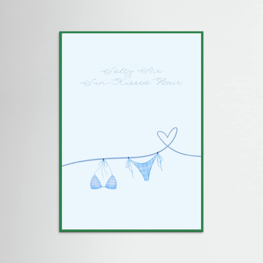 Salty Air Sun Kissed Hair Blue Bikini Poster – poster and art print