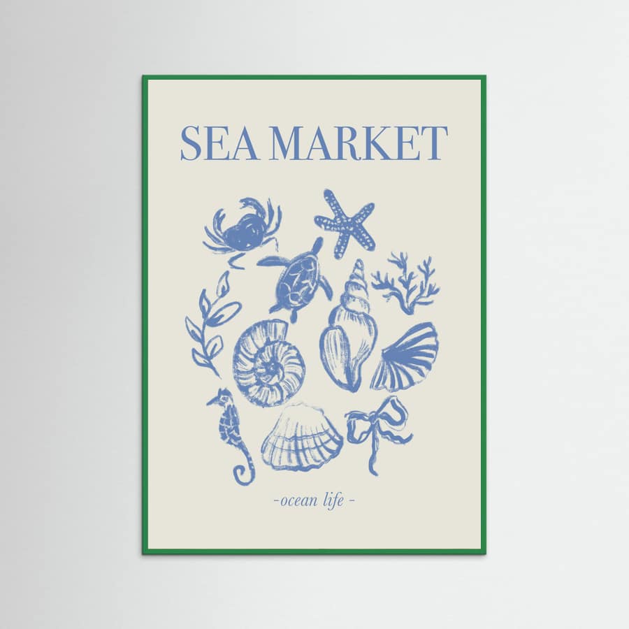 Sea Market Blue Artprint Poster – plakat og kunsttryk