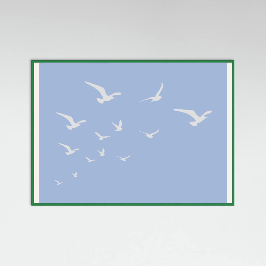 Seagulls Blue Background Poster – plakat og kunsttryk