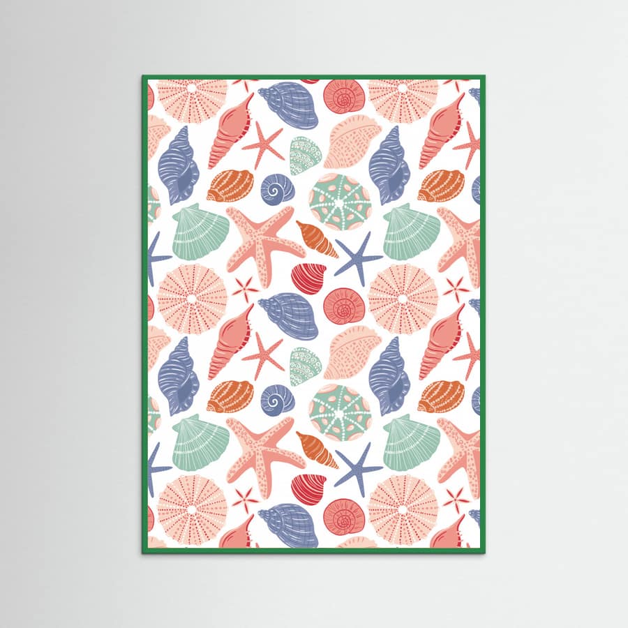 Seashells and Starfish - White Poster – poster and art print