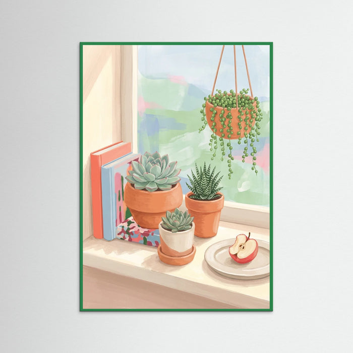 Green Wood Shelf Bloom