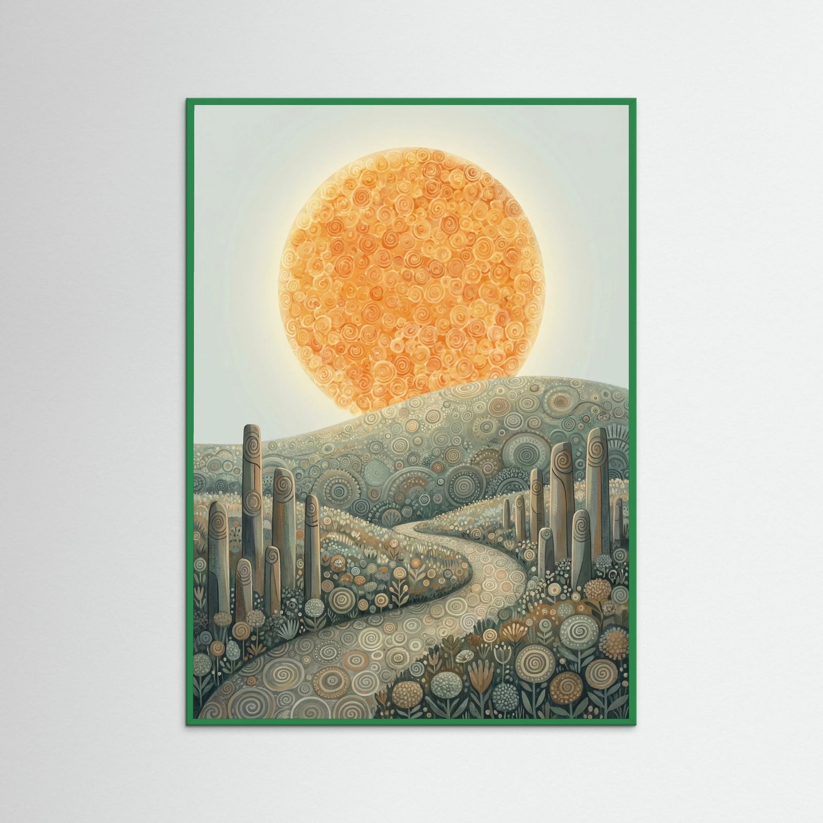Green Wood Spiral Sunset Landscape