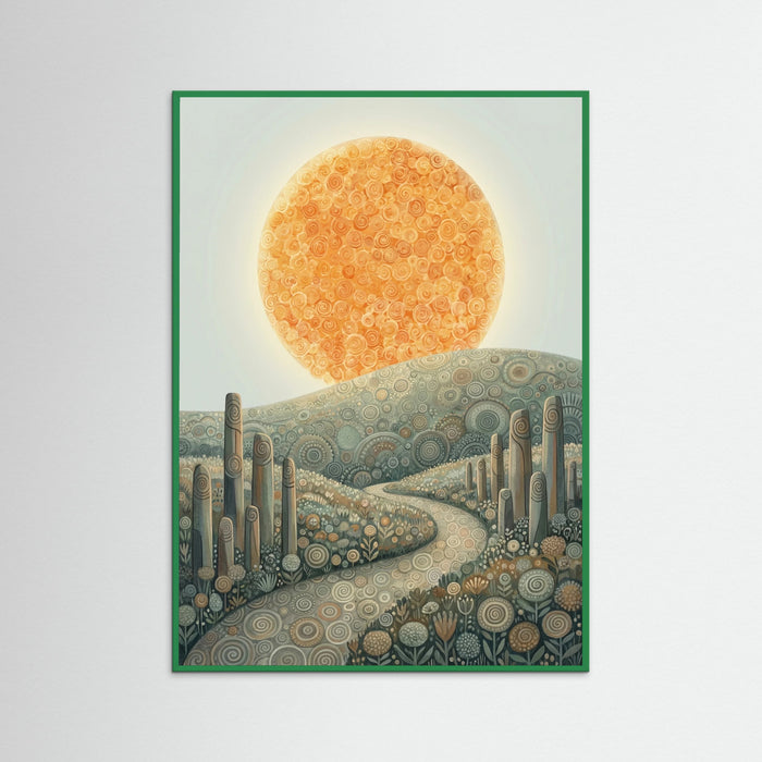 Green Wood Spiral Sunset Landscape