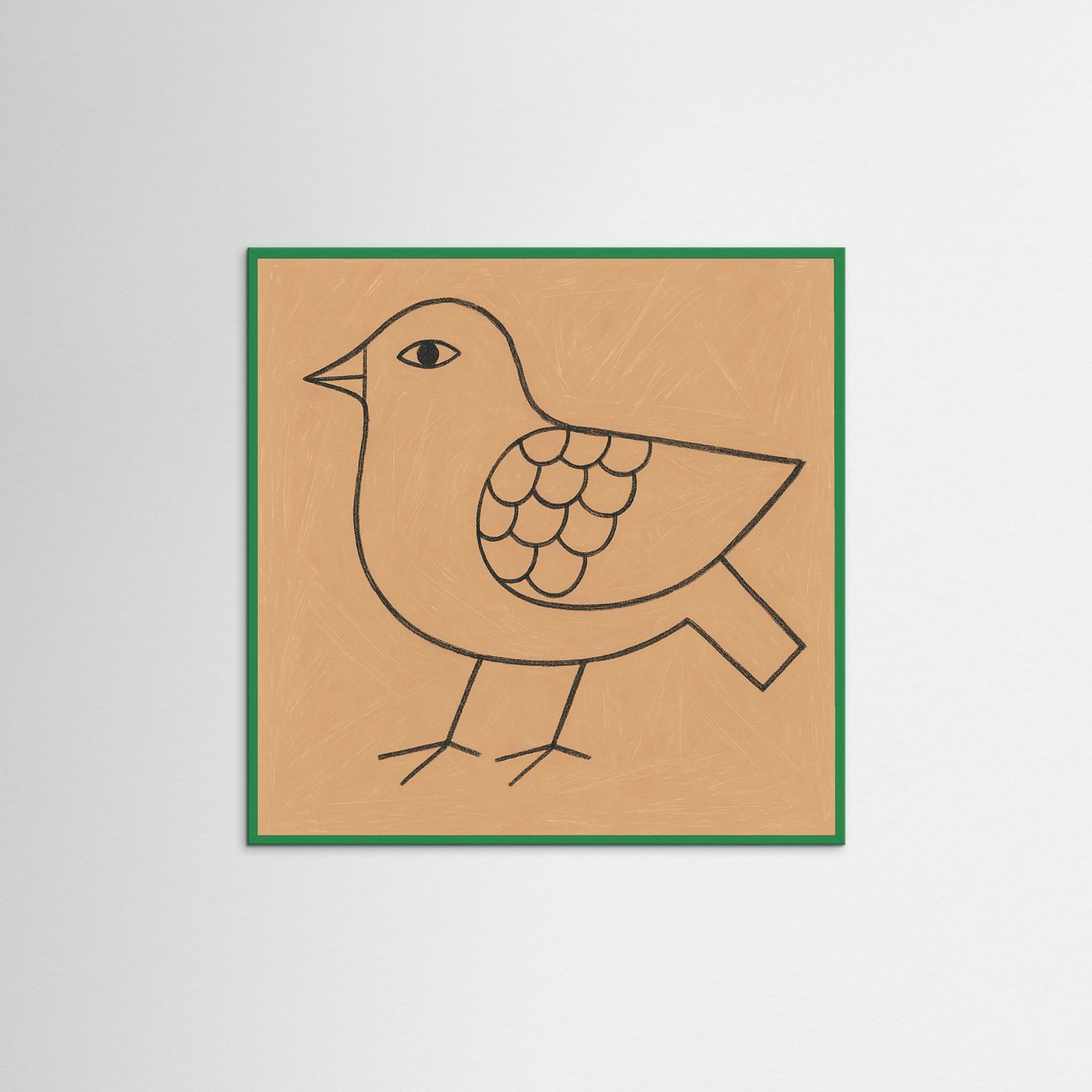 Green Wood Square Abstract Face