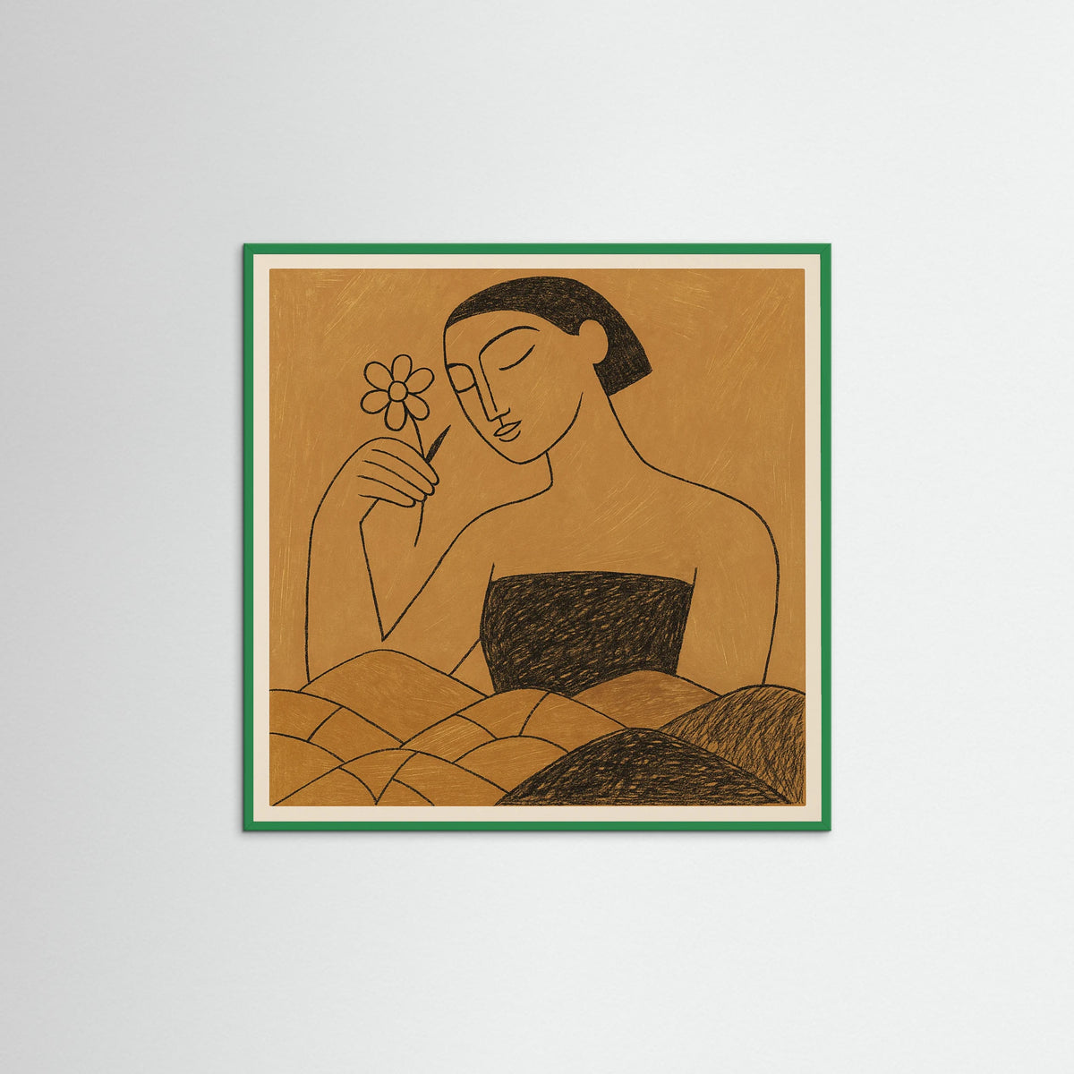 Green Wood Square Abstract Figure