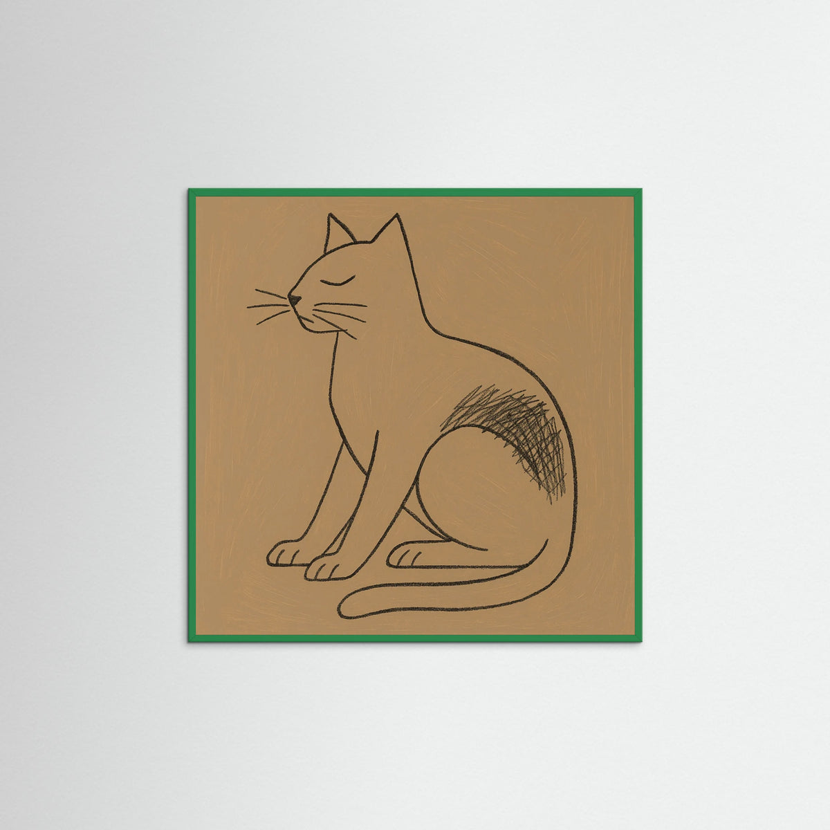 Green Wood Square Abstract Line Portrait