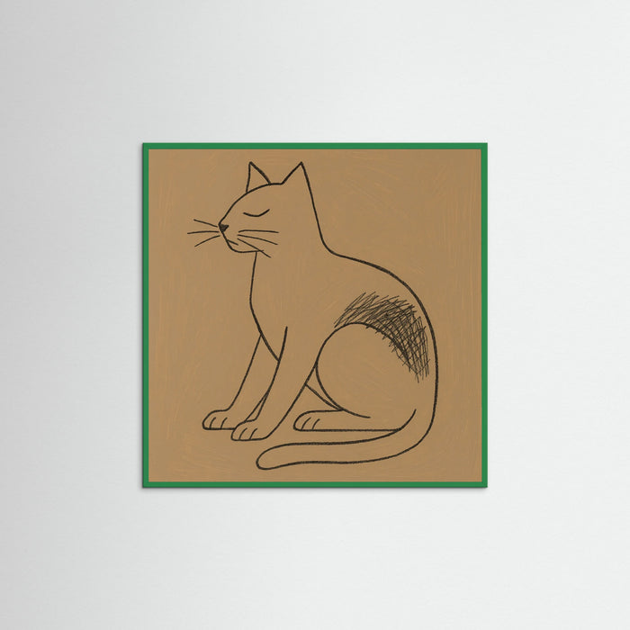 Green Wood Square Abstract Line Portrait