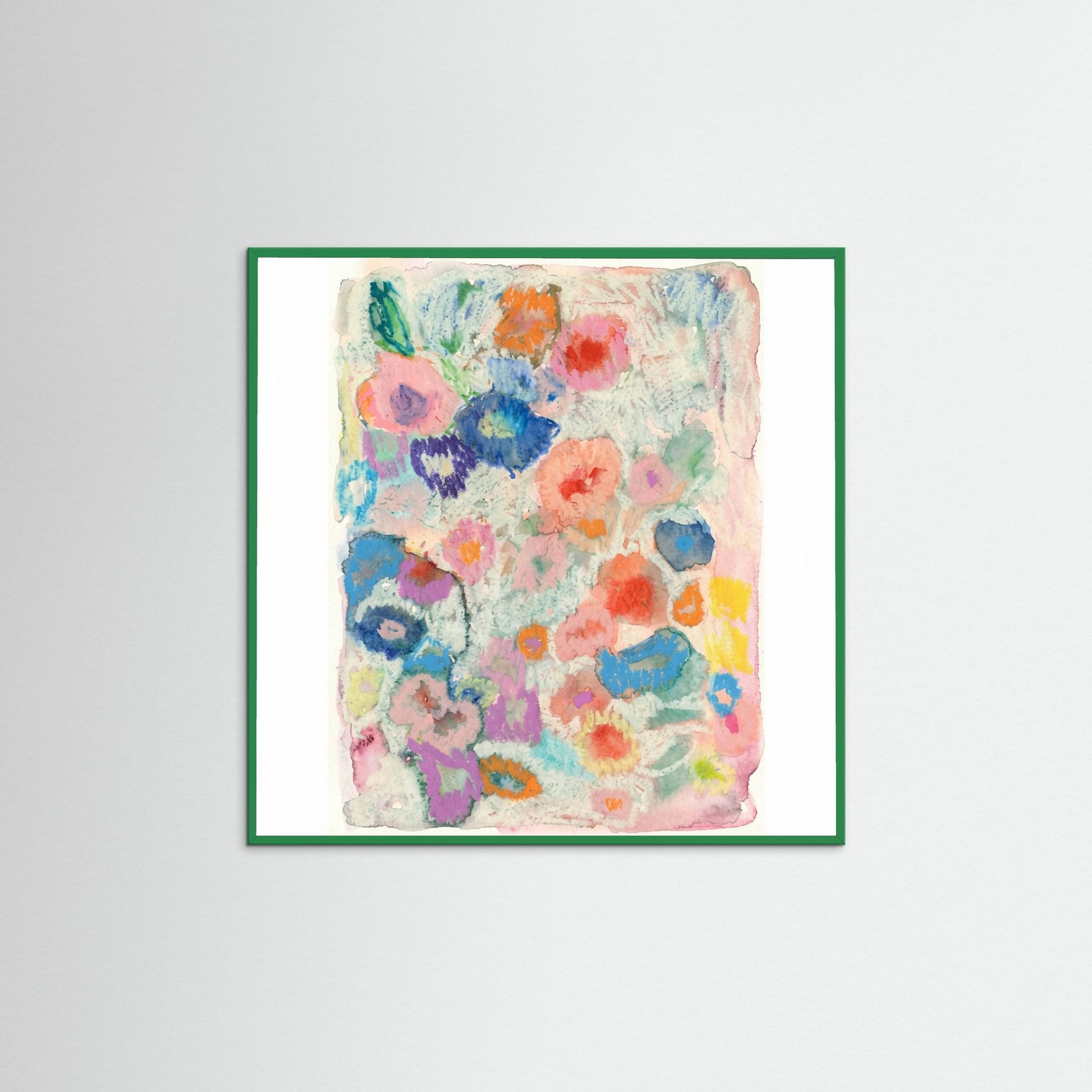 Green Wood Square Blossom Abstract