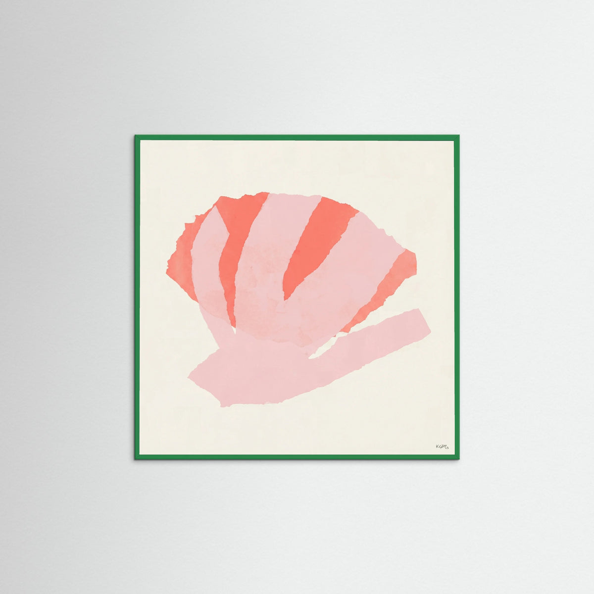 Green Wood Square Coral Bloom