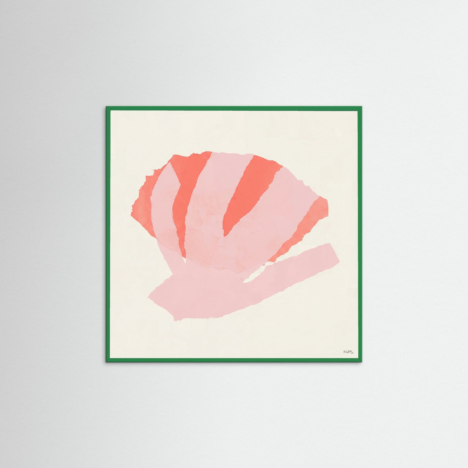 Green Wood Square Coral Bloom