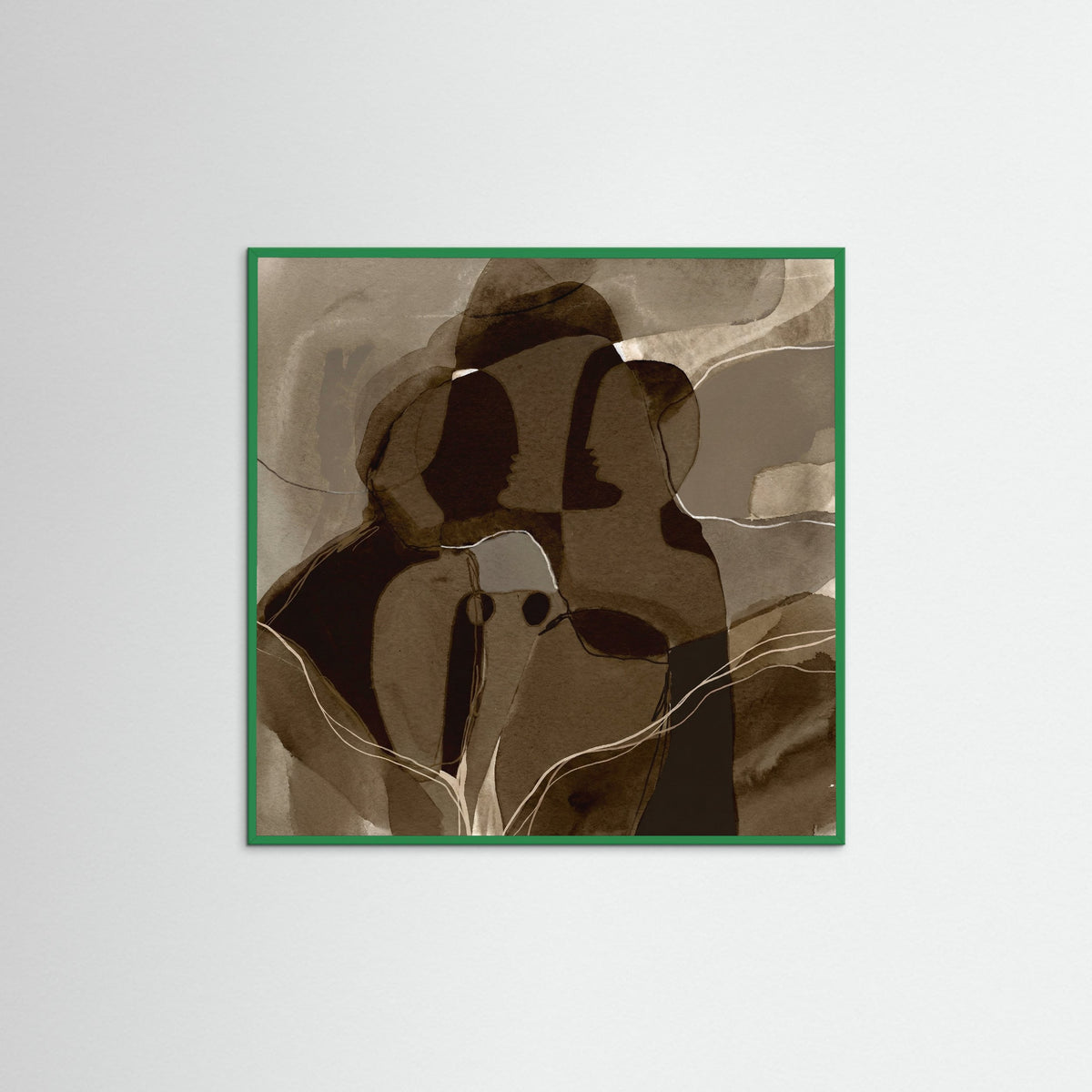 Green Wood Square Earthen Silhouettes