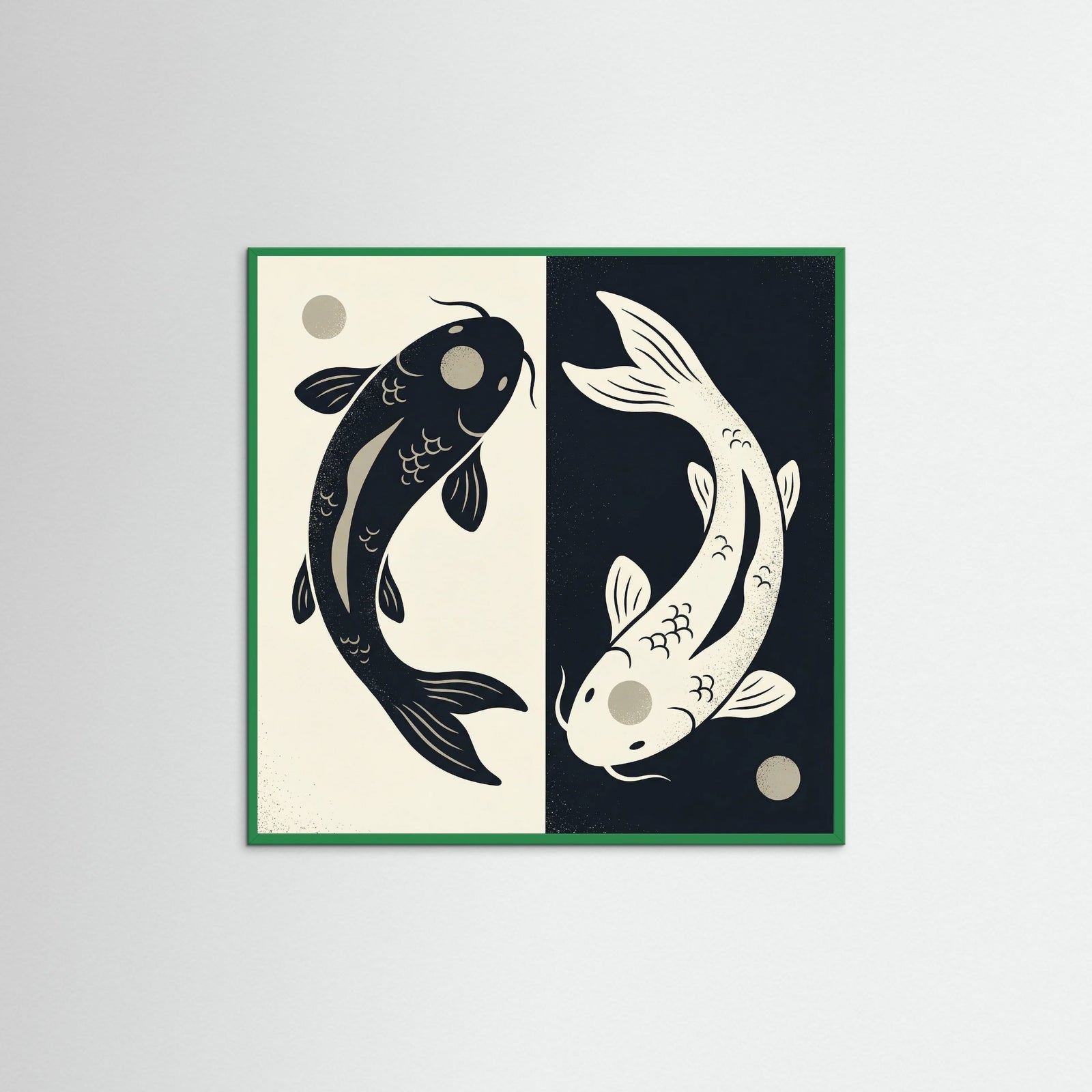 Green Wood Square Feline Embrace