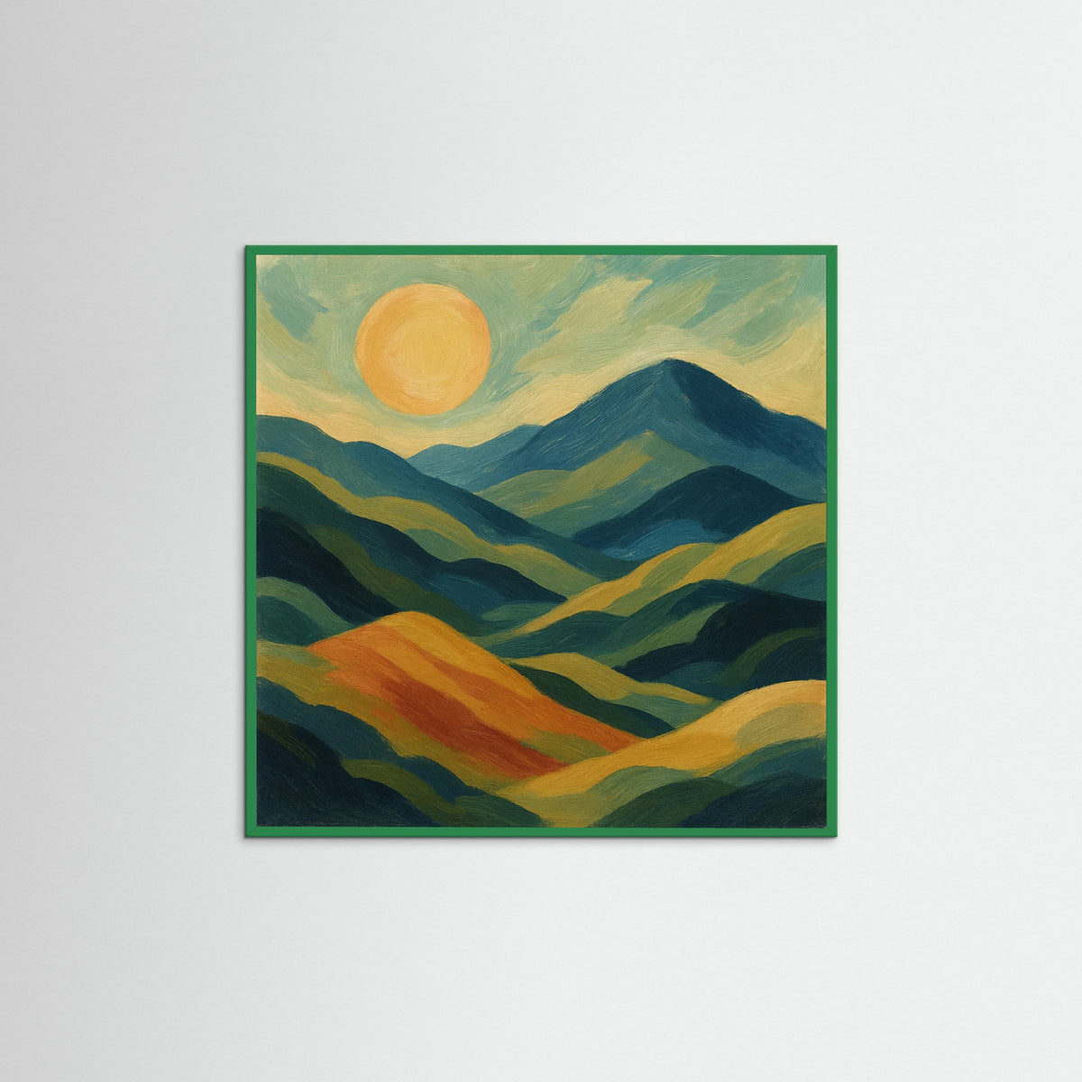 Green Wood Square Floral Brushstrokes