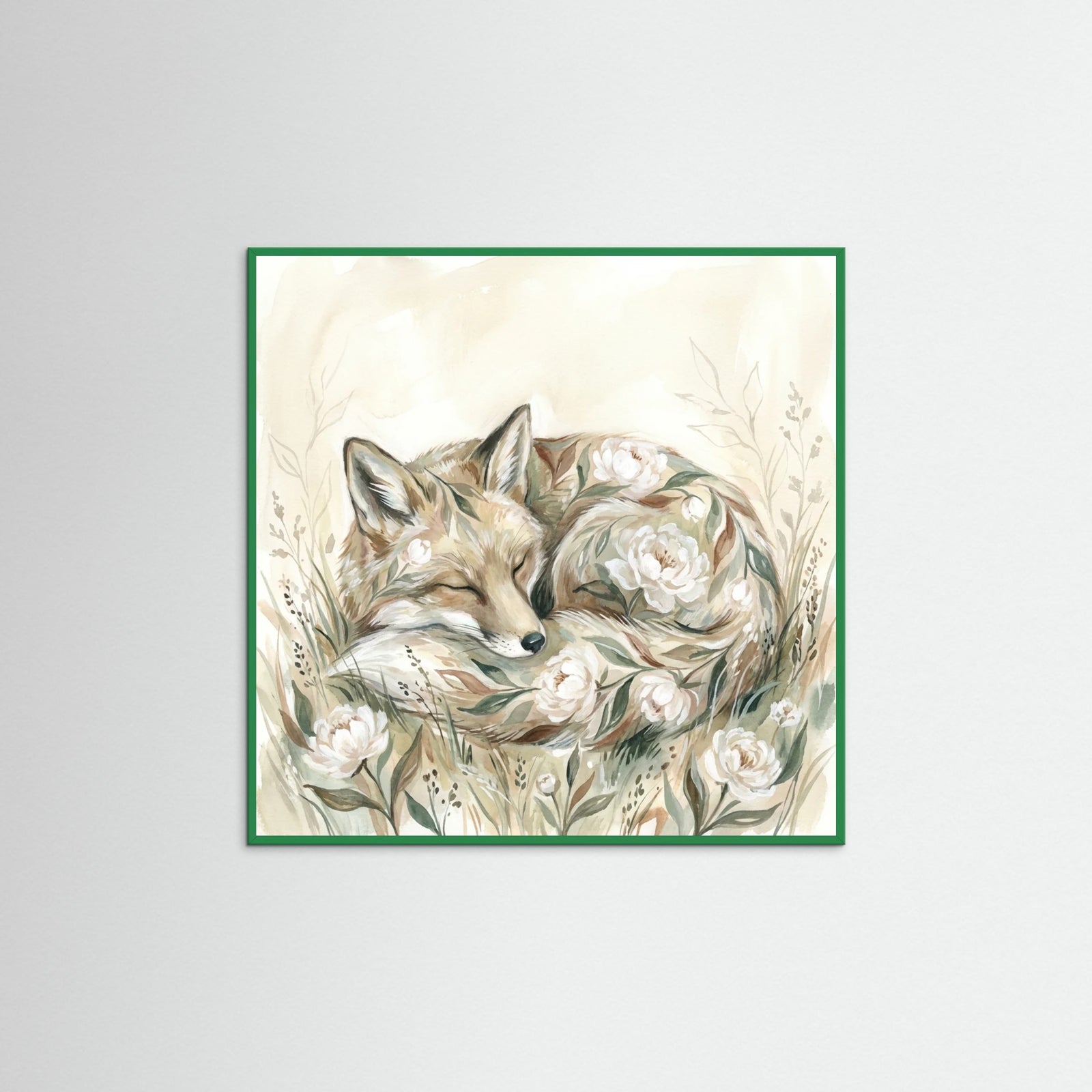 Green Wood Square Floral Embrace