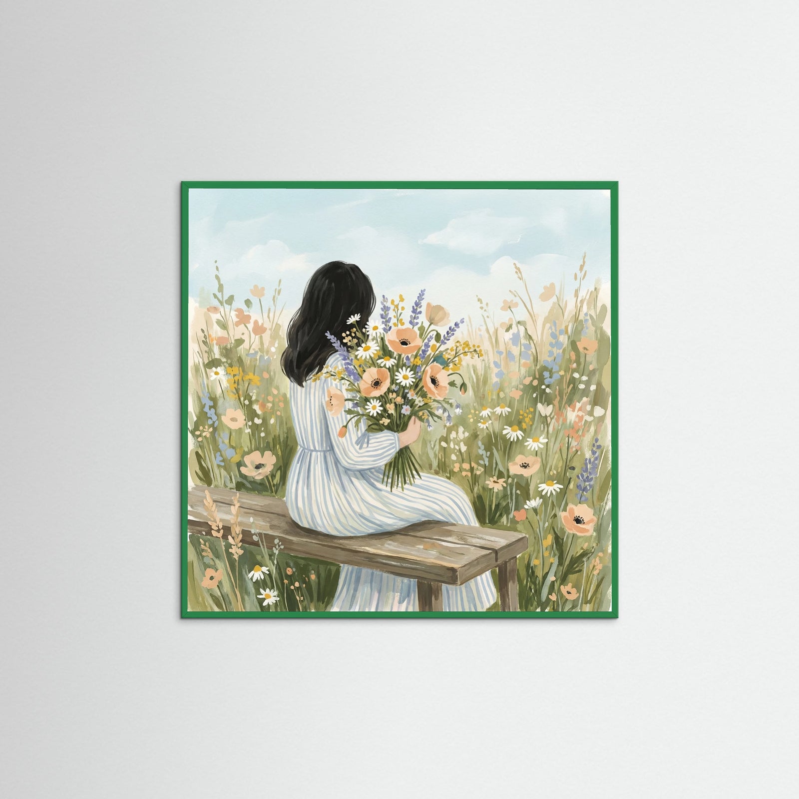 Green Wood Square Floral Reverie