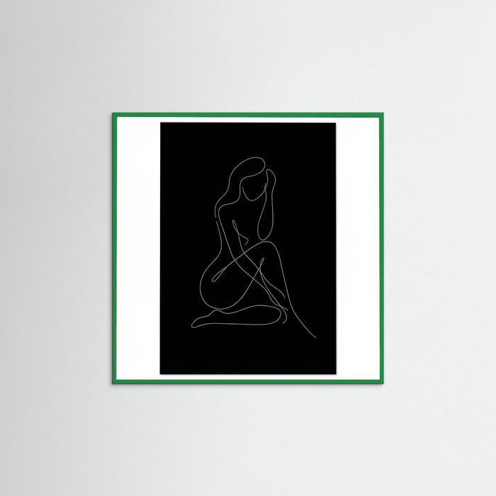 Green Wood Square Fluid Contours Black