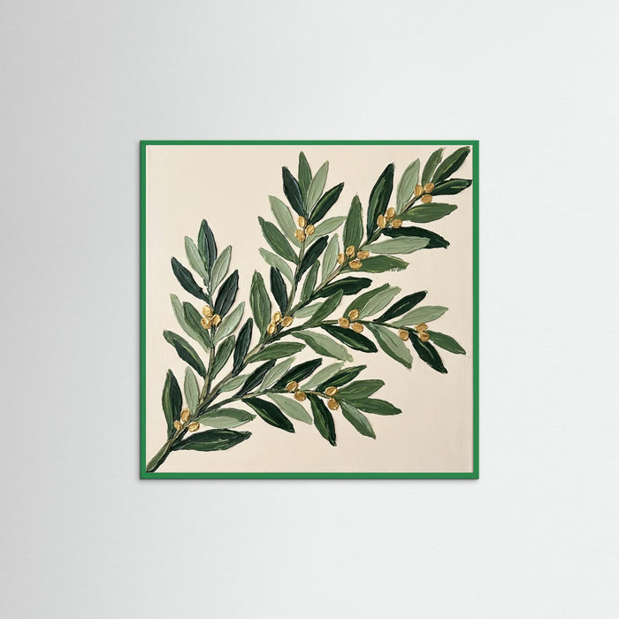 Green Wood Square Gilded Wreath