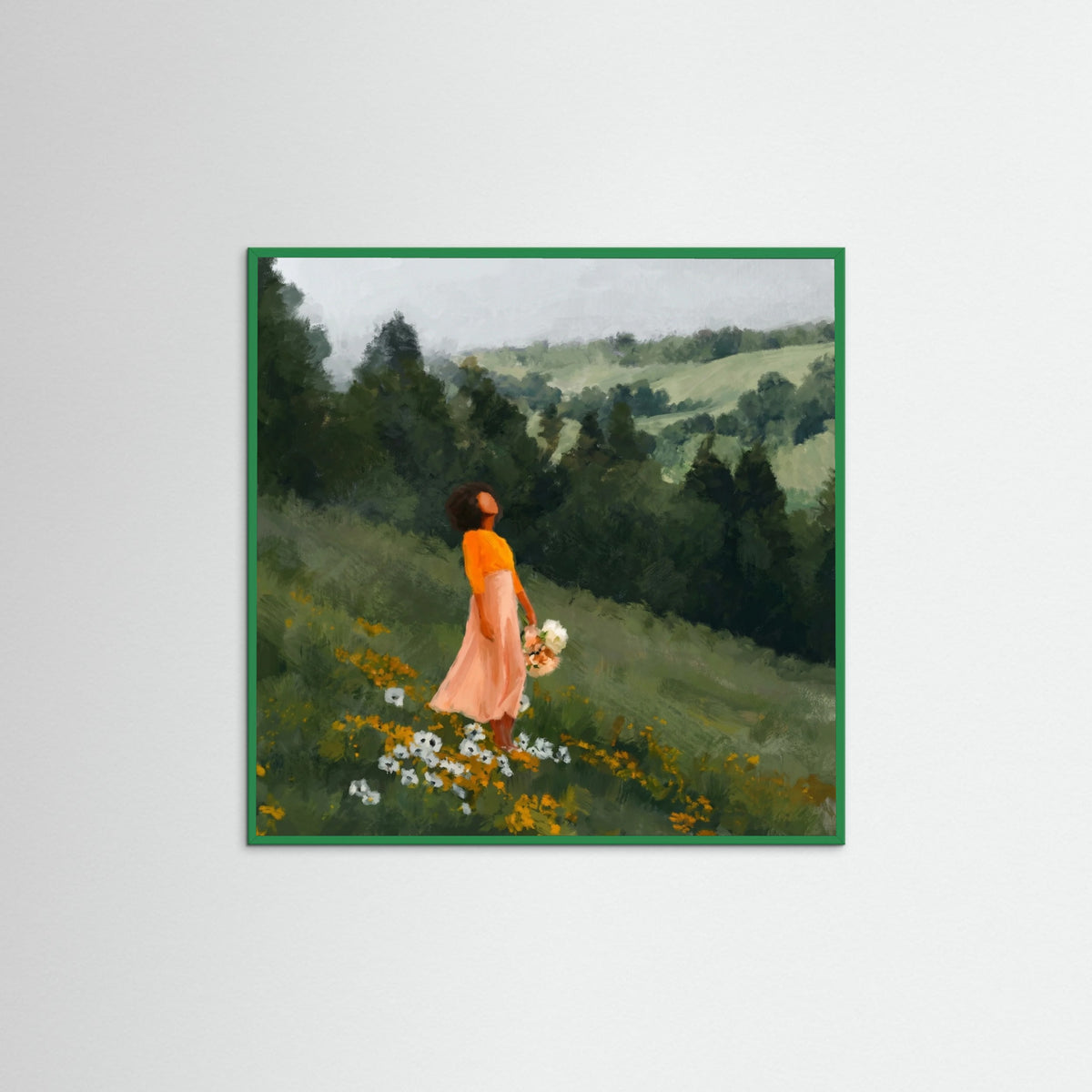 Green Wood Square Golden Horizon